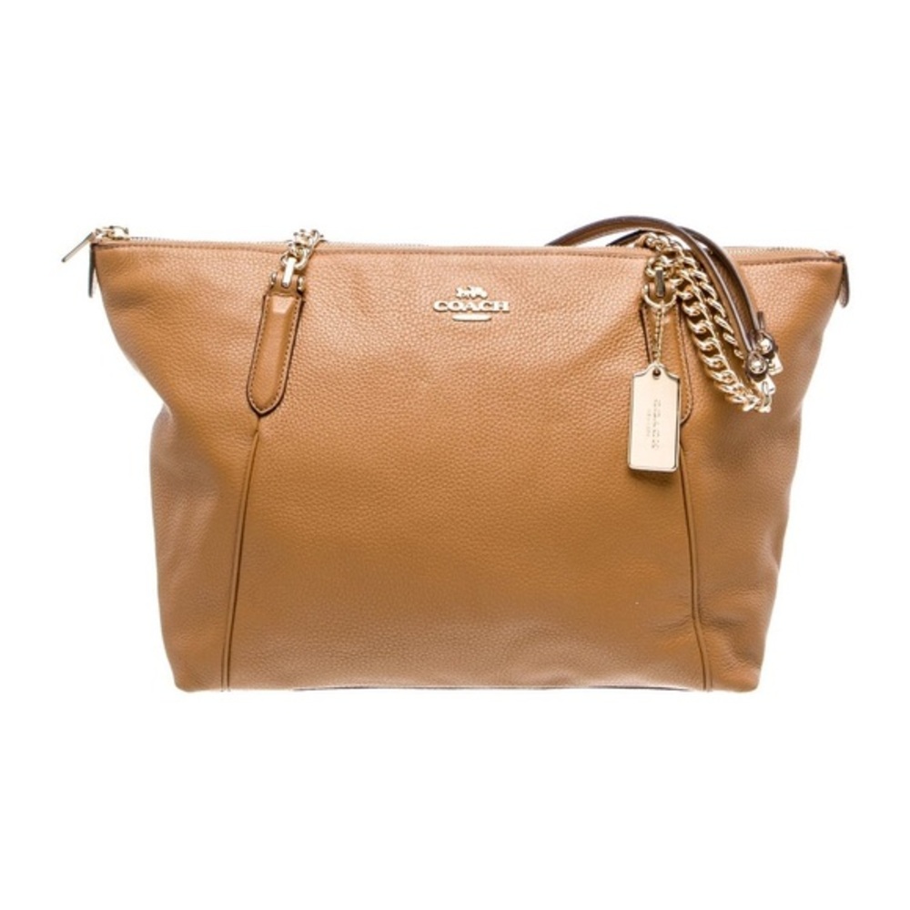 Coach Brown Leather Tote with Gold Accents